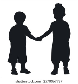 Brother and Sister Silhouettes vector illustration