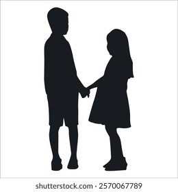 Brother and Sister Silhouettes vector illustration