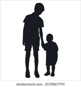 Brother and Sister Silhouettes vector illustration