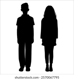 Brother and Sister Silhouettes vector illustration