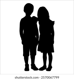 Brother and Sister Silhouettes vector illustration