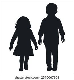 Brother and Sister Silhouettes vector illustration