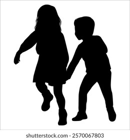 Brother and Sister Silhouettes vector illustration