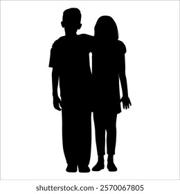 Brother and Sister Silhouettes vector illustration