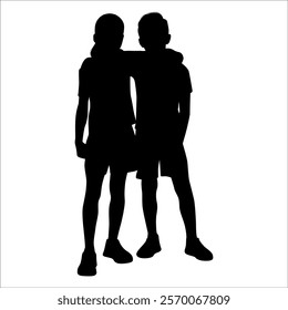 Brother and Sister Silhouettes vector illustration