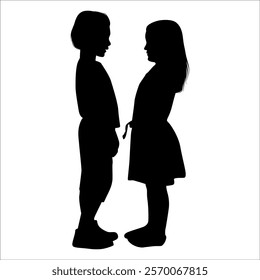 Brother and Sister Silhouettes vector illustration