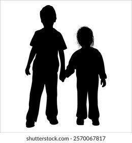 Brother and Sister Silhouettes vector illustration