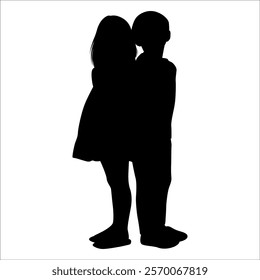 Brother and Sister Silhouettes vector illustration