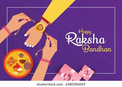 Hermano y hermana atando a Rakhi en Raksha Bandhan. Rakhi decorado para el festival indio