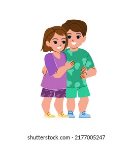 brother and sister vector. child happy girl, hug young siblings, family lifestyle brother and sister character. people flat cartoon illustration