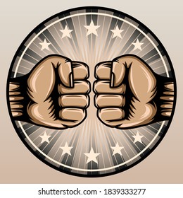 Brotherhood hand fists. Premium vector