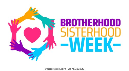 Brotherhood Sisterhood Week background banner or poster design template. observed every year in February. Holiday concept. Use to any Template, card, poster, placard, template.