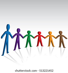 Brotherhood and unity-colorful persons holding hands together
