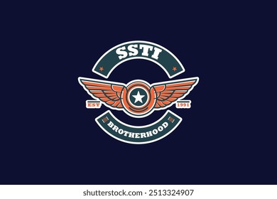 Brotherhood Wing Logo Design | Vintage Winged Emblem for Motorcycle Clubs, Biker Groups, and Apparel | Classic Brotherhood Symbol