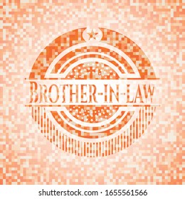 Brother-in-law abstract emblem, orange mosaic background