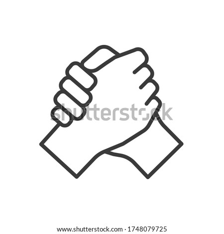 Brotherly handshake vector line icon