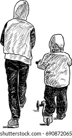 The brothers go on a walk