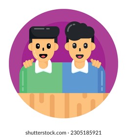 Brothers icon in flat round design 