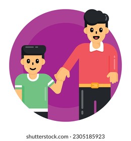 Brothers icon in flat round design 
