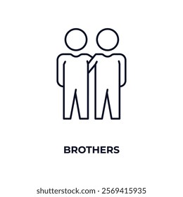 brothers outline icon. Linear vector from people concept. Thin line brothers icon isolated on white background