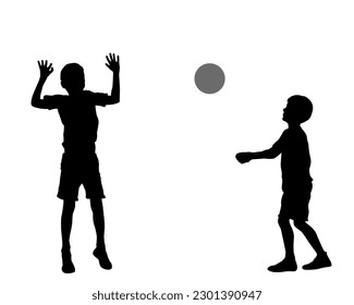 Brothers playing volleyball silhouettes concept vector illustration