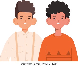 Retrato de los hermanos. Chicos felices. Personajes de niños de la escuela aislados sobre fondo blanco