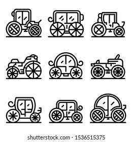 Brougham icons set. Outline set of brougham vector icons for web design isolated on white background