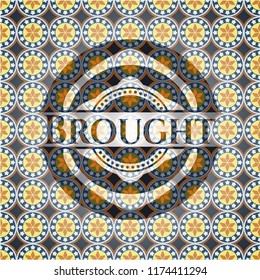 Brought arabic style badge. Arabesque decoration.