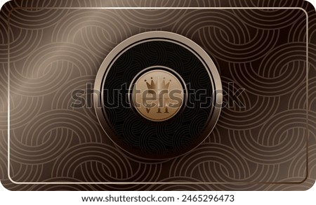 Broun VIP card with gold elements and crown close up. Vector image