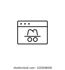 brouser web page incognito access line black icon on white background