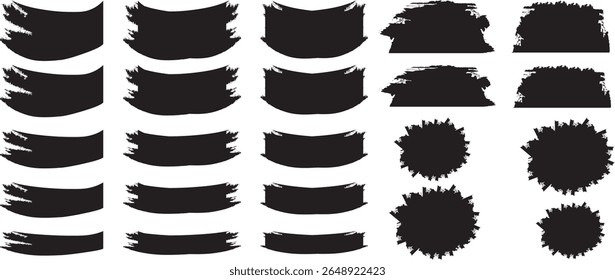 Quebre o pacote Mega de diferentes linhas pintadas a tinta,artística.traçados:retângulo,elementos de design à mão livre quadrados e redondos:ondas,círculos,triângulos.Desenhos à mão livre vetoriais.Desenhos à tinta,Arti vetor granuloso