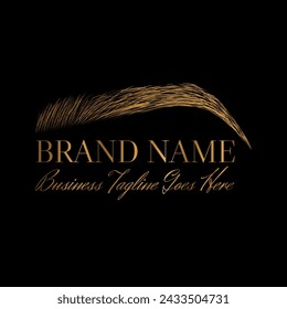 Brow Artist Logo Template with Gold Eyebrows 