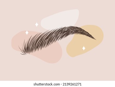 Brow bar logo. Hand drawn female eyebrows. Permanent make-up and microblading. Linear vector Illustration in trendy minimalist style.