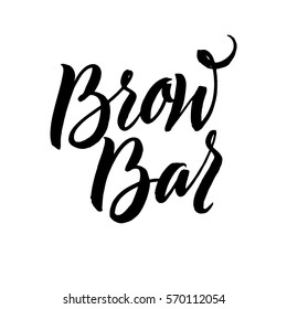 Brow Bar Typography Square Poster. Vector lettering. Calligraphy phrase for gift cards, scrapbooking, beauty blogs. Typography art.