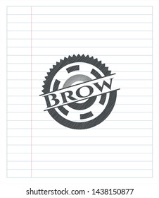Brow emblem drawn in pencil. Vector Illustration. Detailed.
