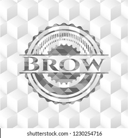 Brow grey badge with geometric cube white background
