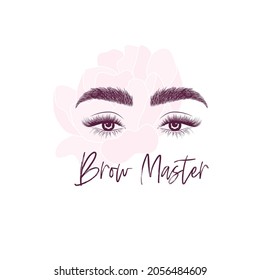 Brow master logo on pink background for beauty studio