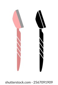 brow razor icon, sign, symbol with pink color and black color of beauty tools cosmetics 