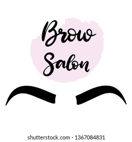 Brow salon lettering vector illustration for beauty salon, fashion blog, logo, brow master, professional makeup artist. EPS10