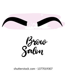 Brow salon lettering vector illustration for beauty salon, fashion blog, logo, brow master, professional makeup artist. EPS10