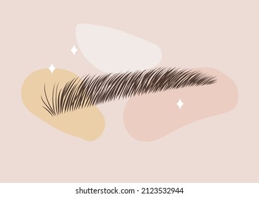 Brow studio logo. Sable style eyebrows. Permanent make-up and lamination. Linear vector Illustration in trendy minimalist style.