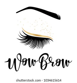 Brow studio. Vector illustration of lashes and brows. For beauty salon, lash extensions maker, brows master.