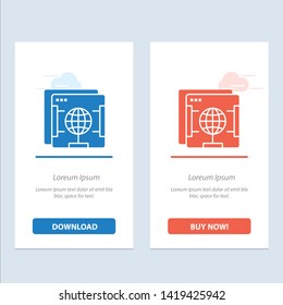 Brower, Internet, Web, Globe  Blue and Red Download and Buy Now web Widget Card Template