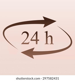 Brown 24 hours - vector icon, flat design
