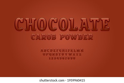 Brown 3d font, alphabet in the choco style, slab serif rounded uppercase letters from A to Z and numbers from 0 to 9, vector illustration 10EPS