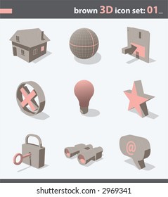 brown 3D icon set 01