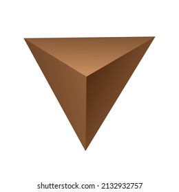 Brown 3d triangle on the white background. Vector illustration.