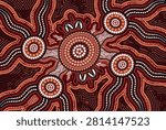Brown aboriginal dot art image illustration 