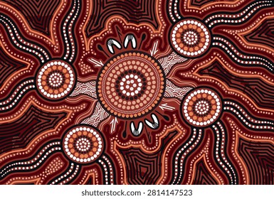 Brown aboriginal dot art image illustration 