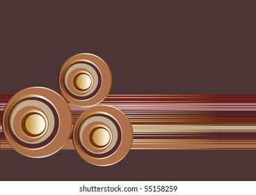 Brown abstract background with circles and lines